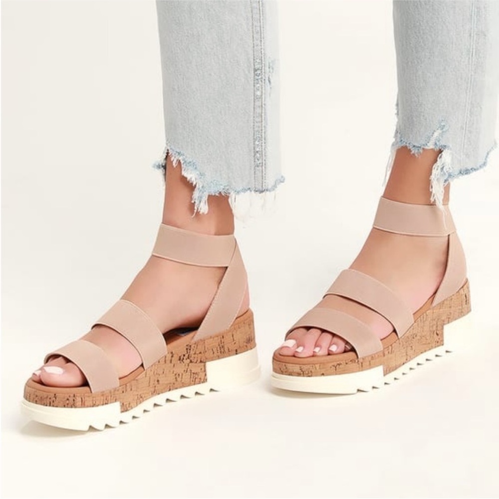 Steve Madden Tan Cork Platform Sandals
